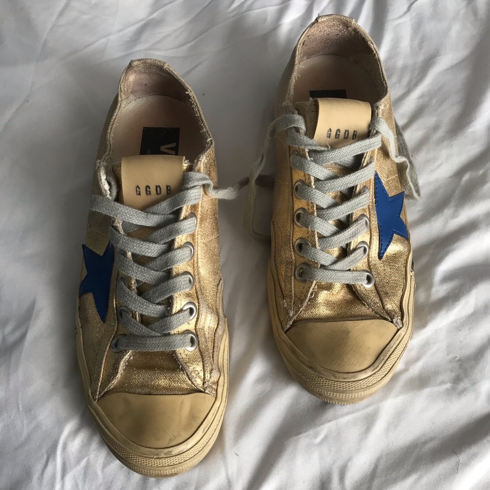 Golden Goose Gold + Blue VStar EUC